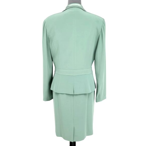 Oleg Cassini Black Tie Dress Suit Womens 8 Green Double Breasted Lined Formal - Picture 2 of 16